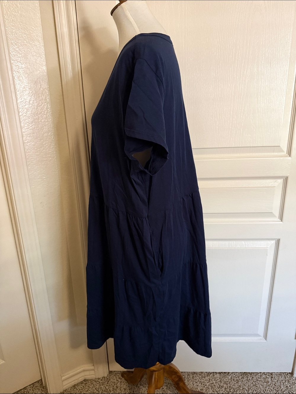 Time and Tru Navy Short Sleeve Tiered Dress with Pockets Sz XXL - Picture 6 of 10